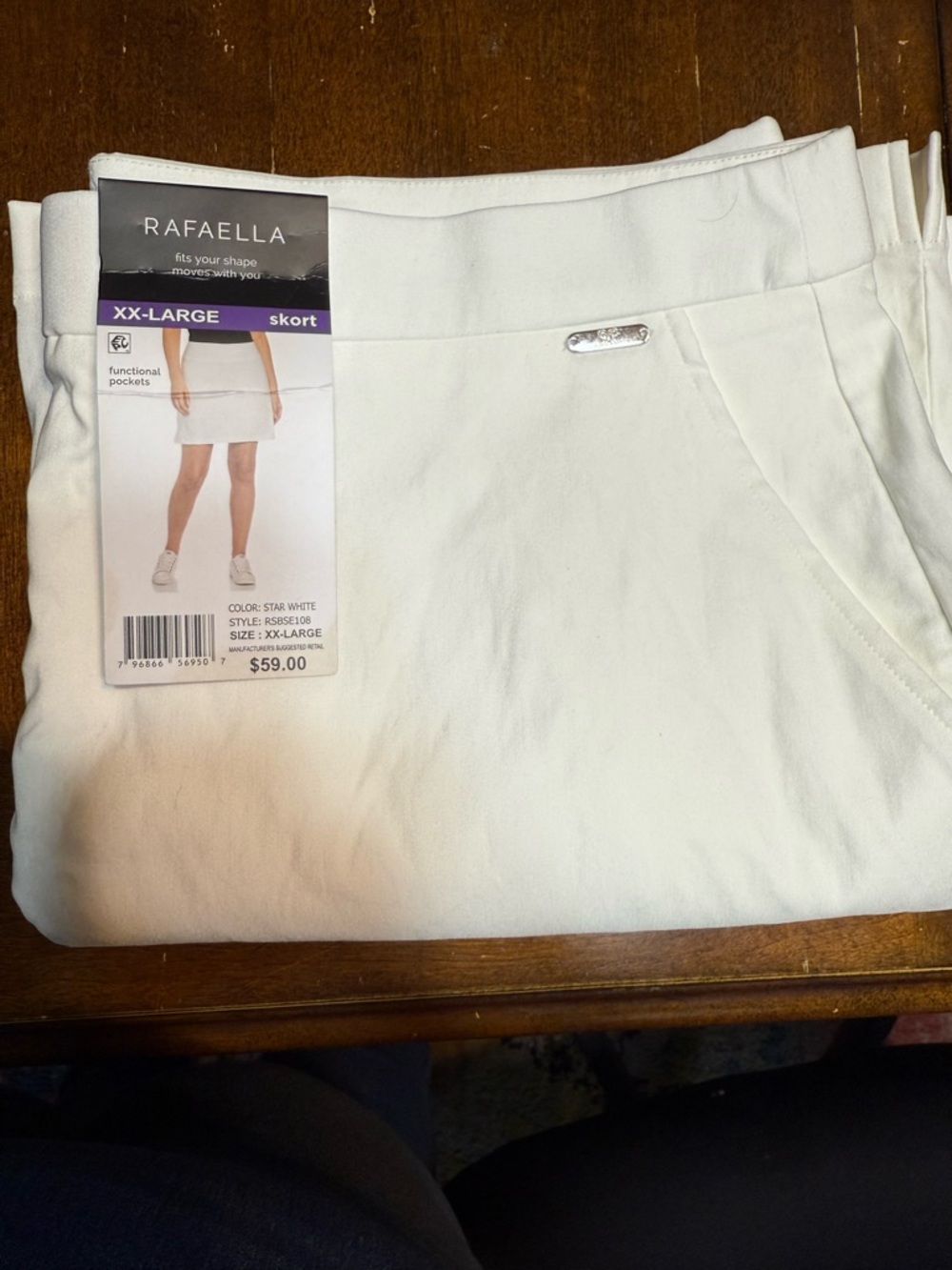 Rafaella White Athletic Skort with Front Pockets